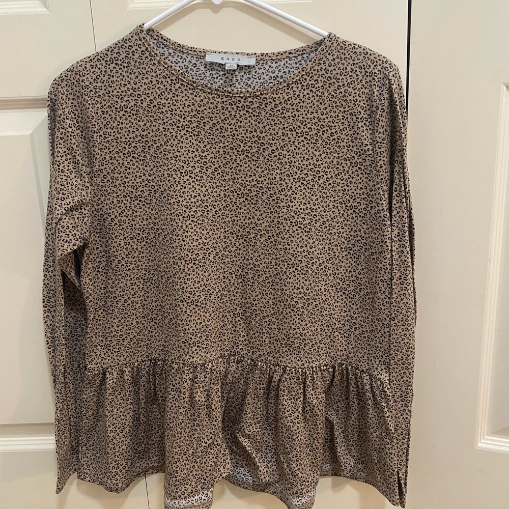 Cheetah Print Long Sleeve Blouse